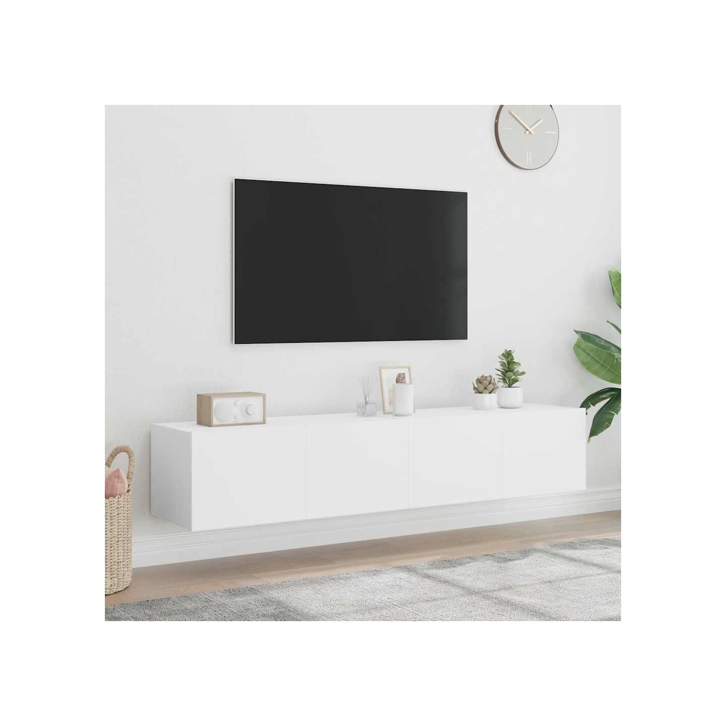 Meubles TV muraux avec lumières LED 2 pcs blanc 80x35x31 cm