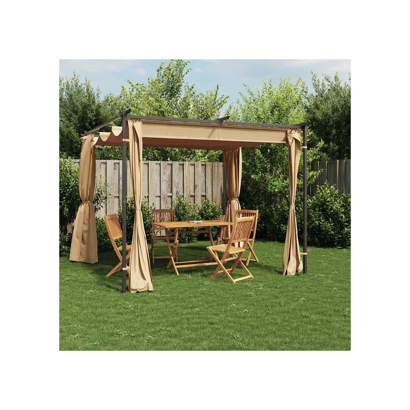 Tonnelle avec rideaux 3x3 m Taupe Acier