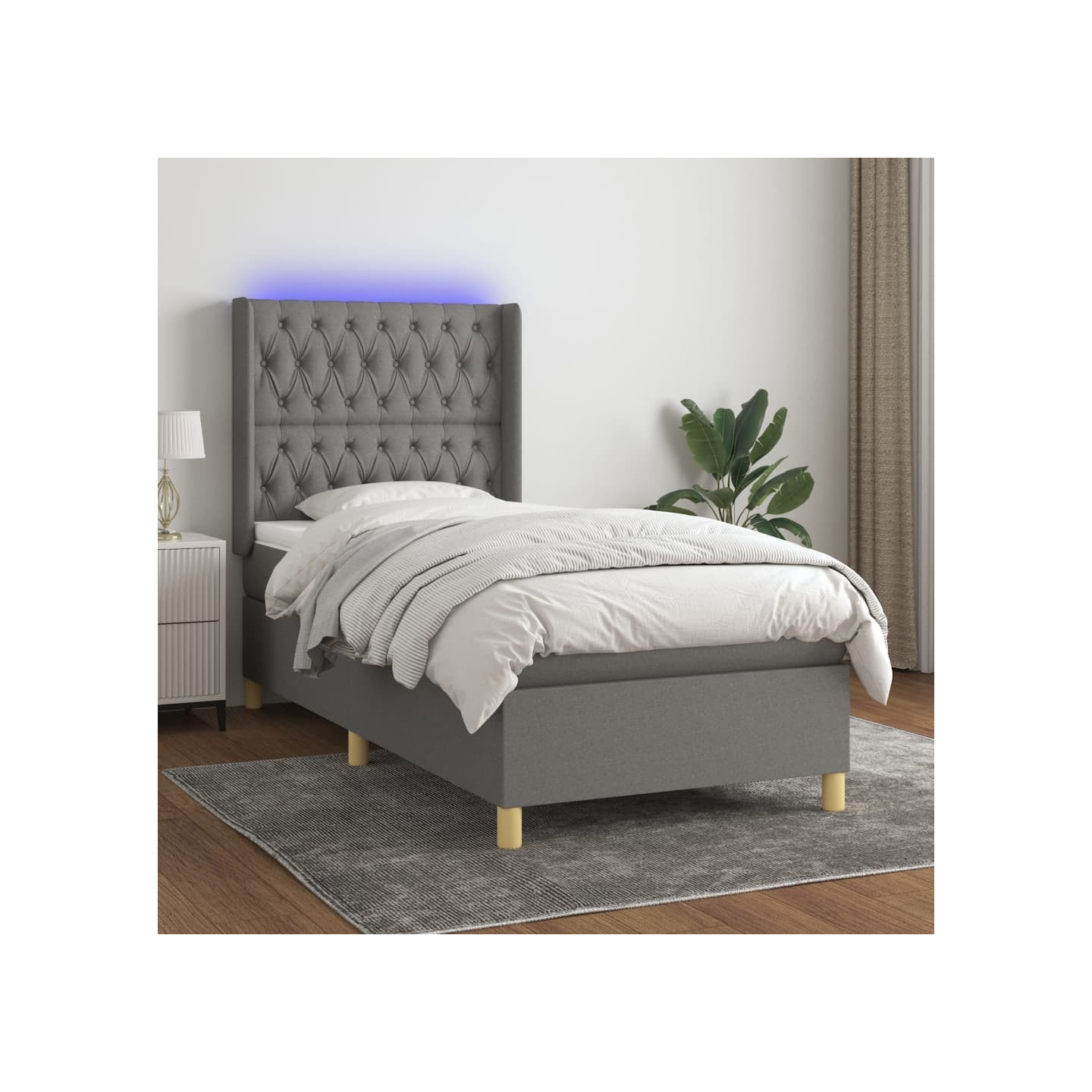 Sommier à lattes de lit matelas LED Gris foncé 80x200cm Tissu