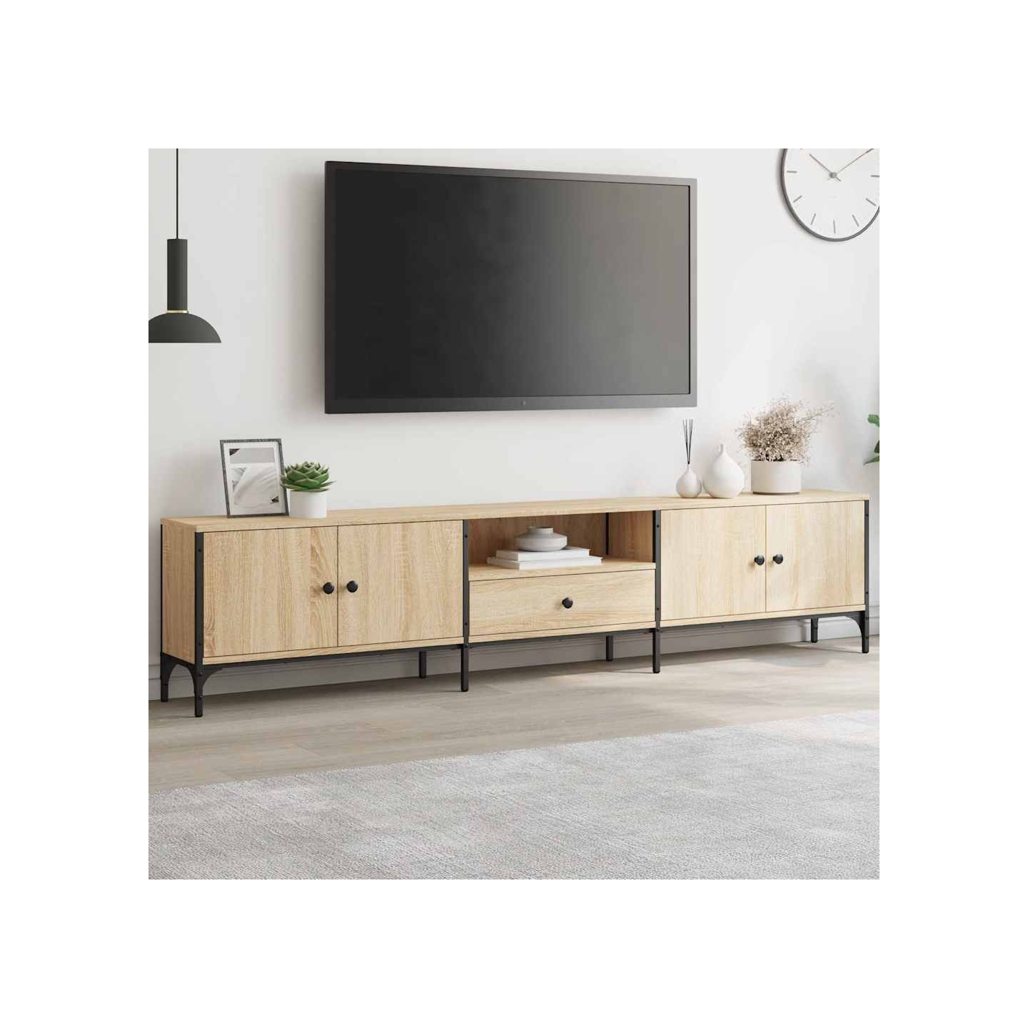 Meuble TV à tiroir chêne sonoma 200x25x44 cm bois d'ingénierie