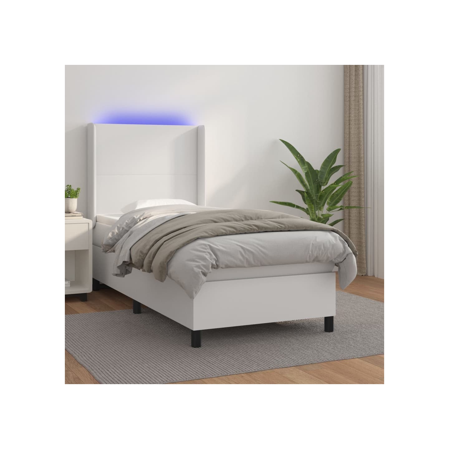 Sommier à lattes de lit matelas LED Blanc 80x200cm Similicuir