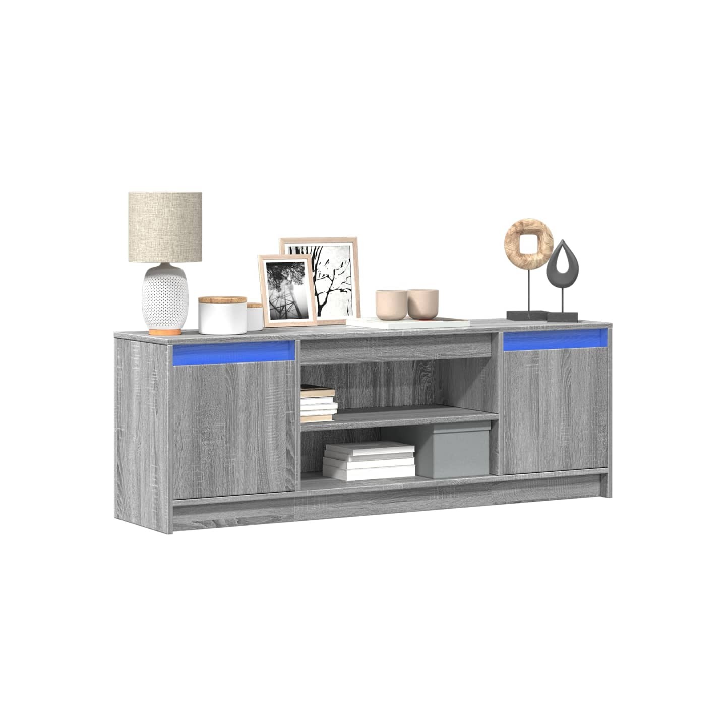 Meuble TV avec LED sonoma gris 139,5x34x50 cm bois d'ingénierie