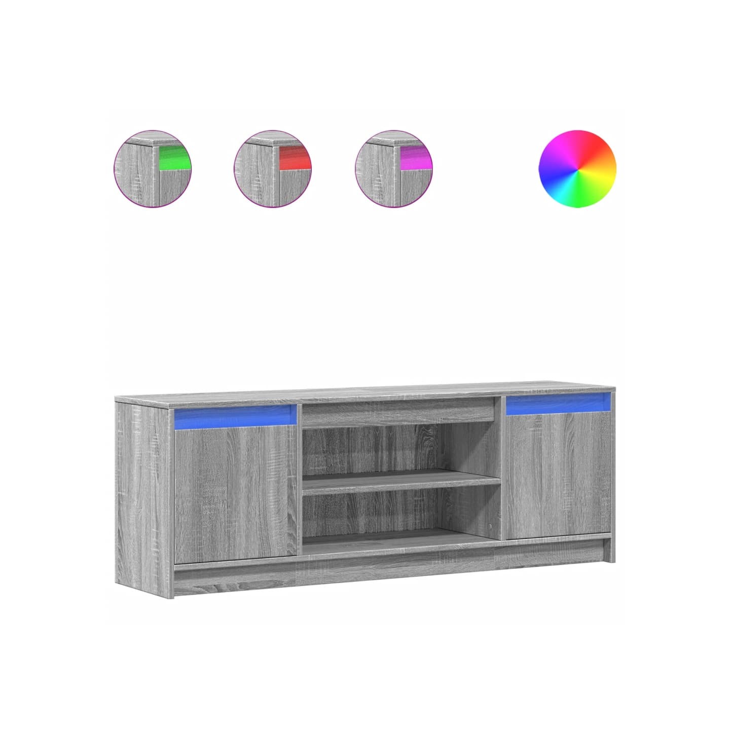 Meuble TV avec LED sonoma gris 139,5x34x50 cm bois d'ingénierie