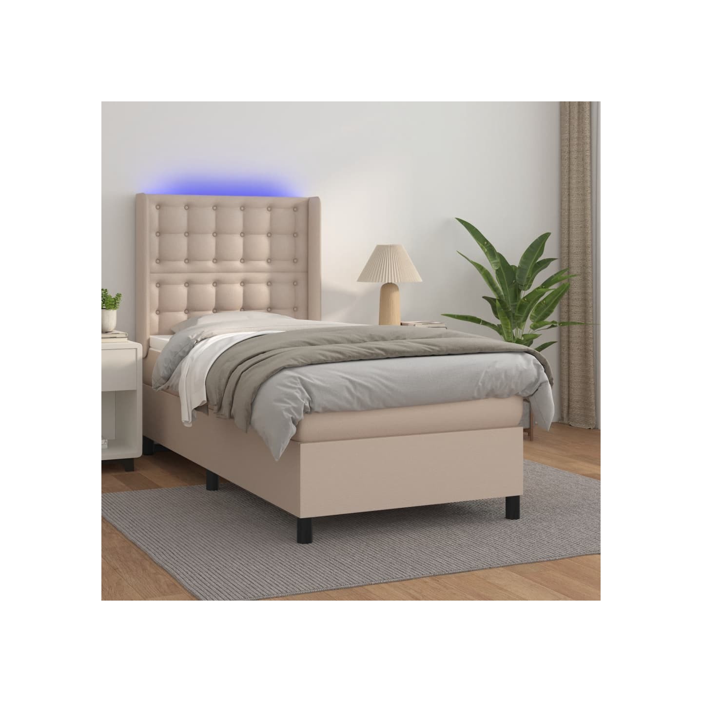 Sommier à lattes de lit matelas LED Cappuccino 100x200 cm