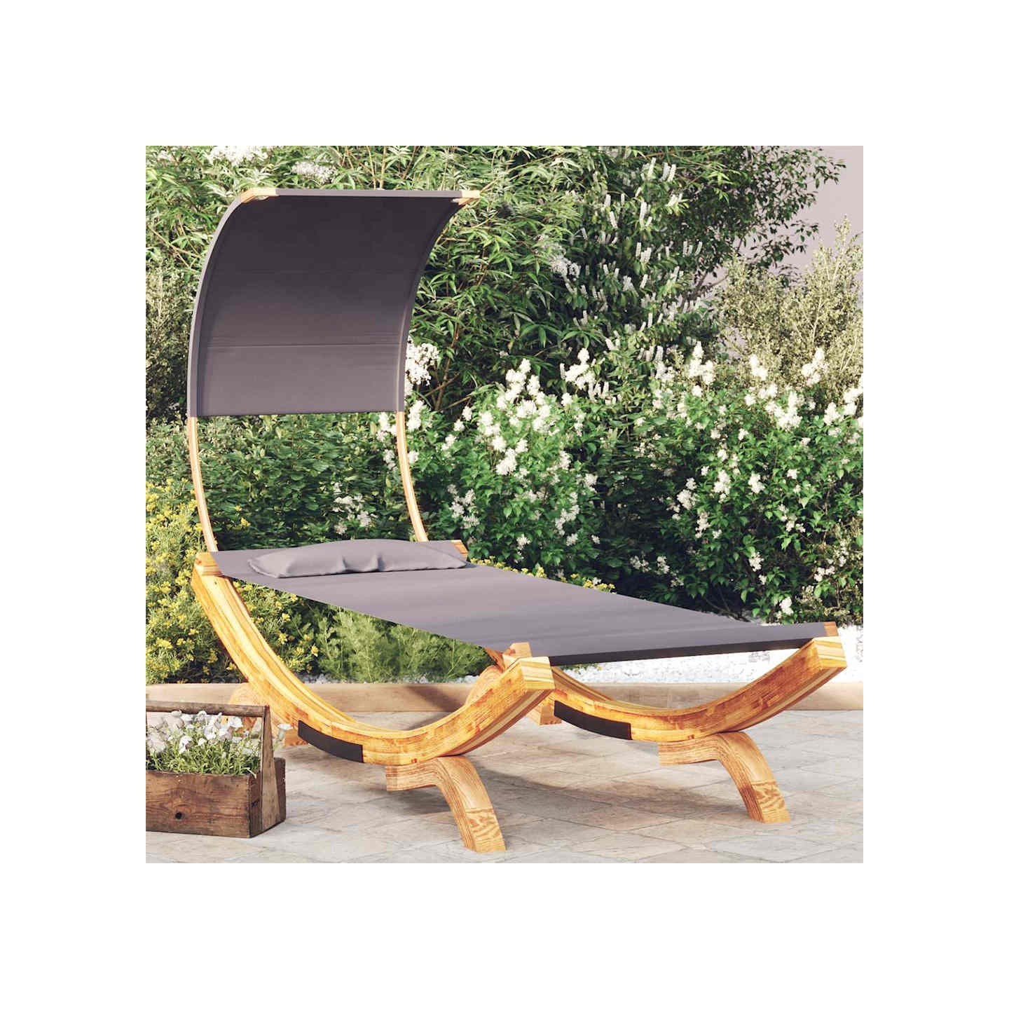Lit repos et auvent 100x200x126 cm Bois courbé Anthracite