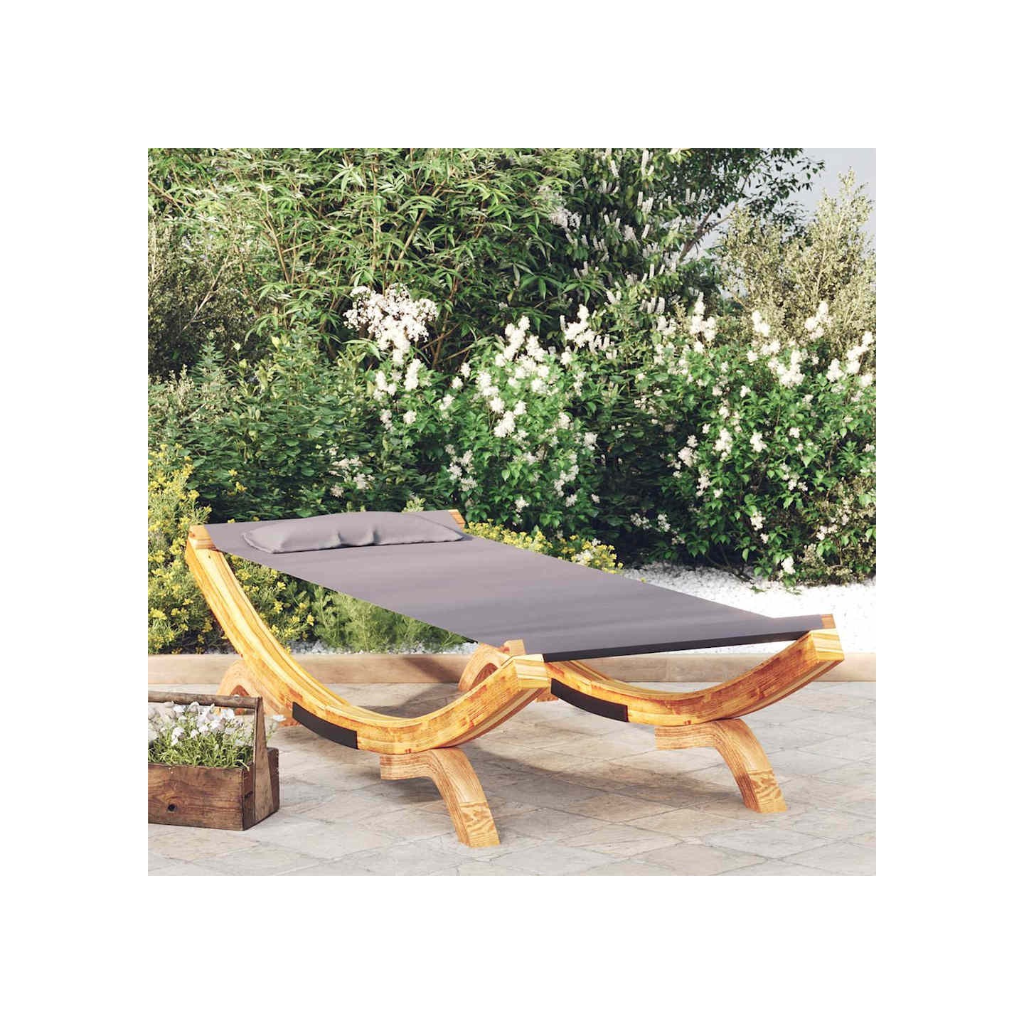 Lit de repos extérieur 100x188,5x44 cm Bois courbé Anthracite