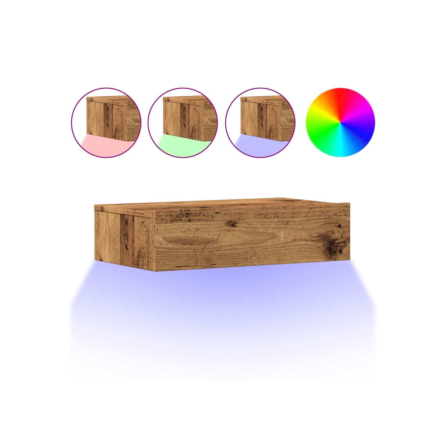 Meubles TV avec éclairage LED 2 pcs vieux bois 60x35x15,5 cm