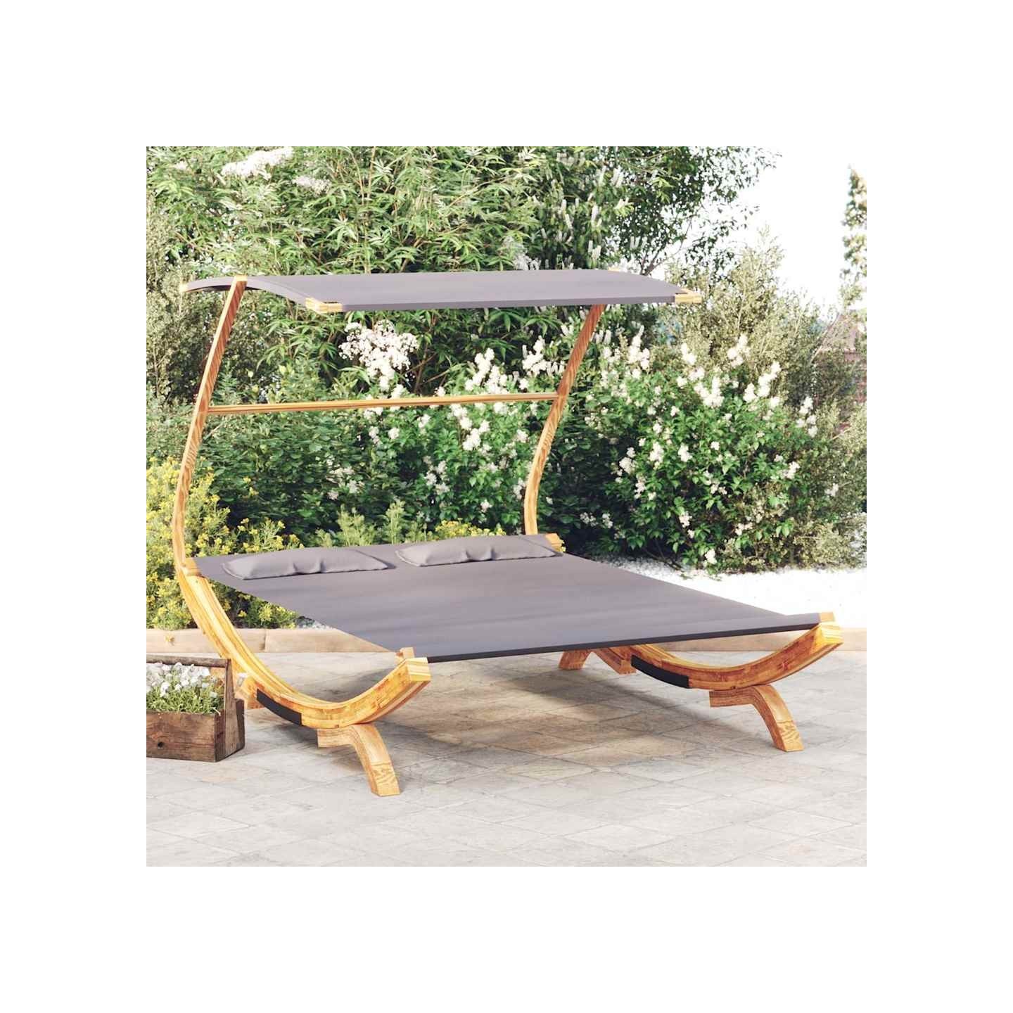 Lit repos et auvent 165x203x138cm Bois courbé massif Anthracite