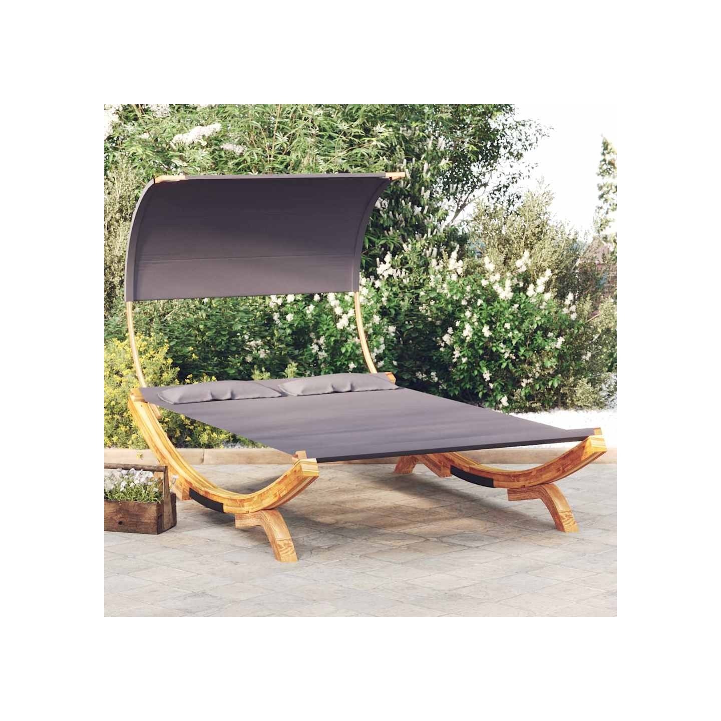 Lit repos et auvent 165x203x126 cm Bois courbé Anthracite