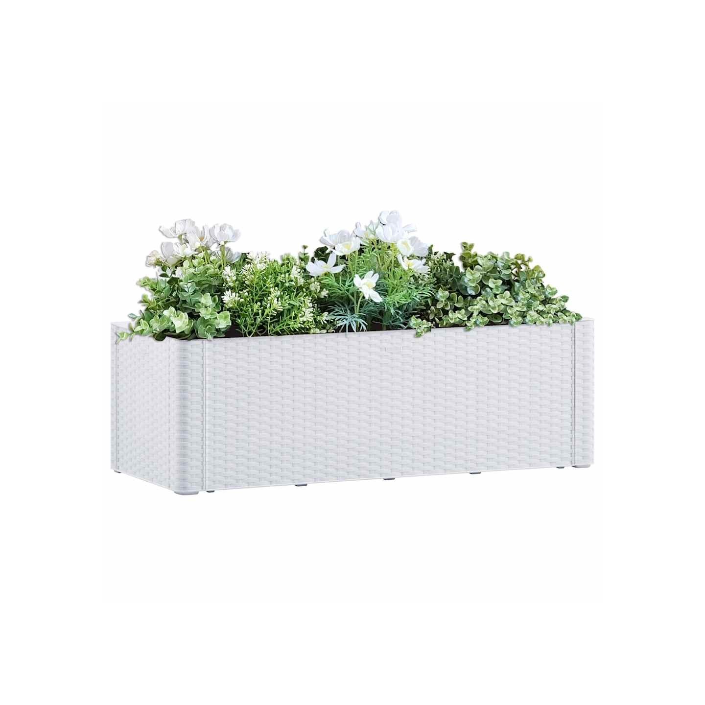Lit surélevé de jardin et système d'arrosage Blanc 100x43x33 cm