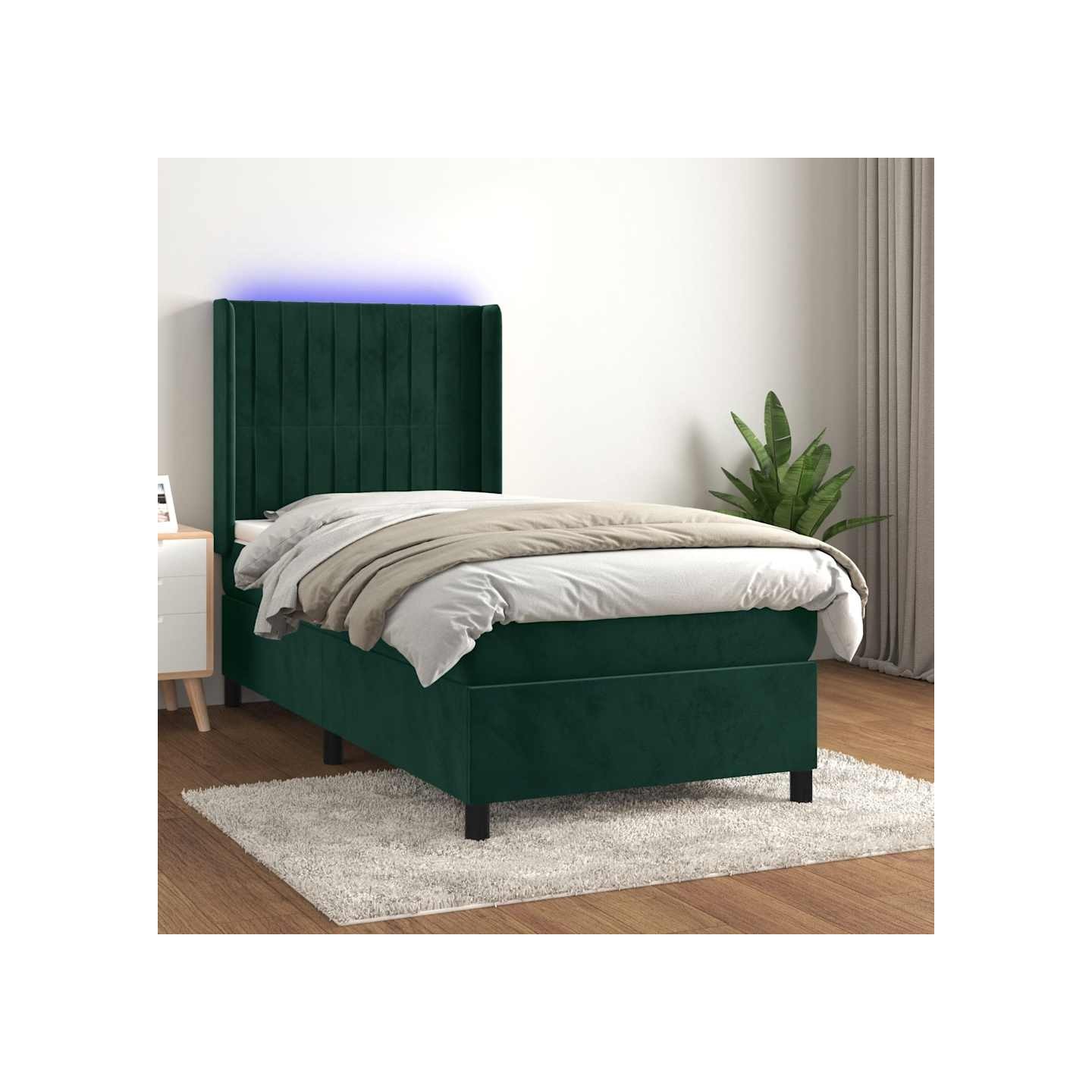 Sommier à lattes de lit matelas LED Vert foncé 80x200cm Velours