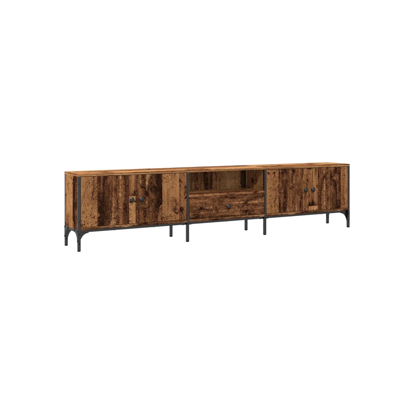 Meuble TV avec tiroir vieux bois 200x25x44 cm bois d'ingénierie