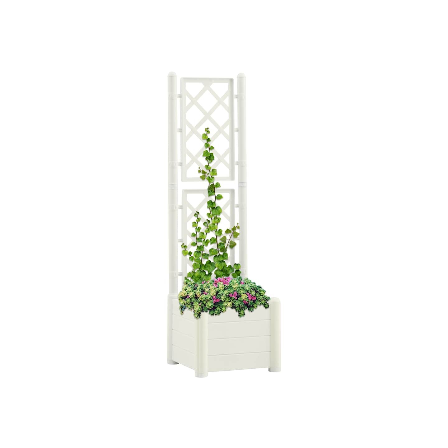Jardinière avec treillis 43x43x142 cm PP Blanc