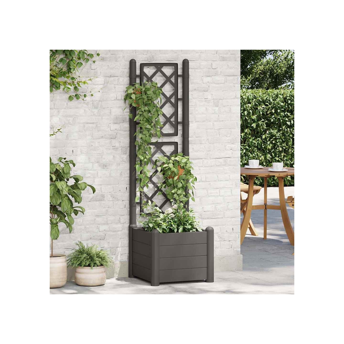 Jardinière avec treillis 43x43x142 cm PP Anthracite