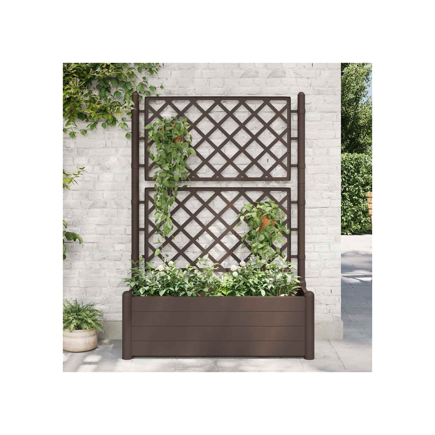 Jardinière avec treillis 100x43x142 cm PP Moka