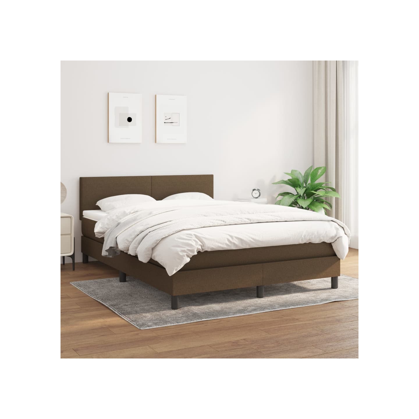 Sommier à lattes de lit avec matelas Marron foncé 140x200 cm