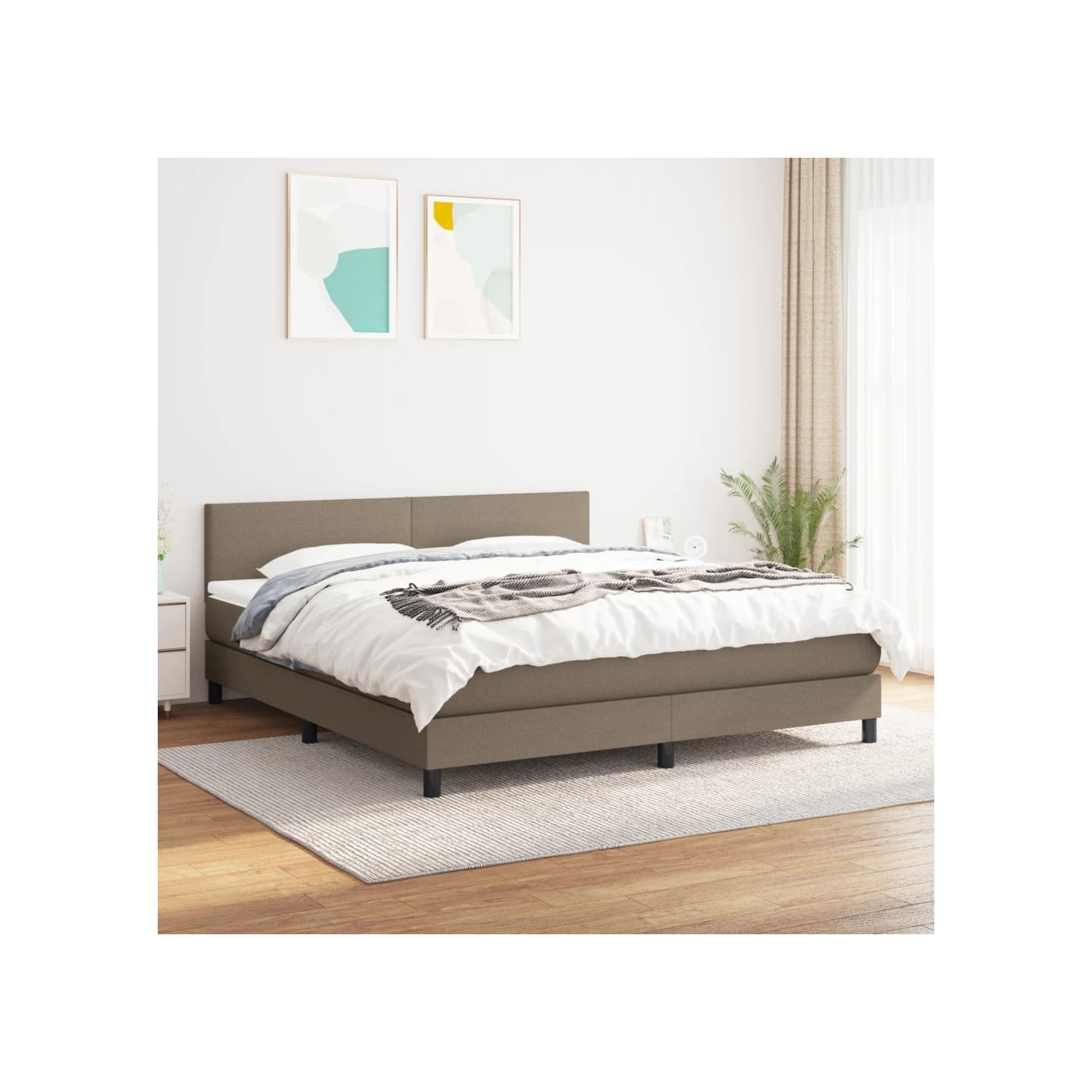 Sommier à lattes de lit avec matelas Taupe 180x200 cm Tissu