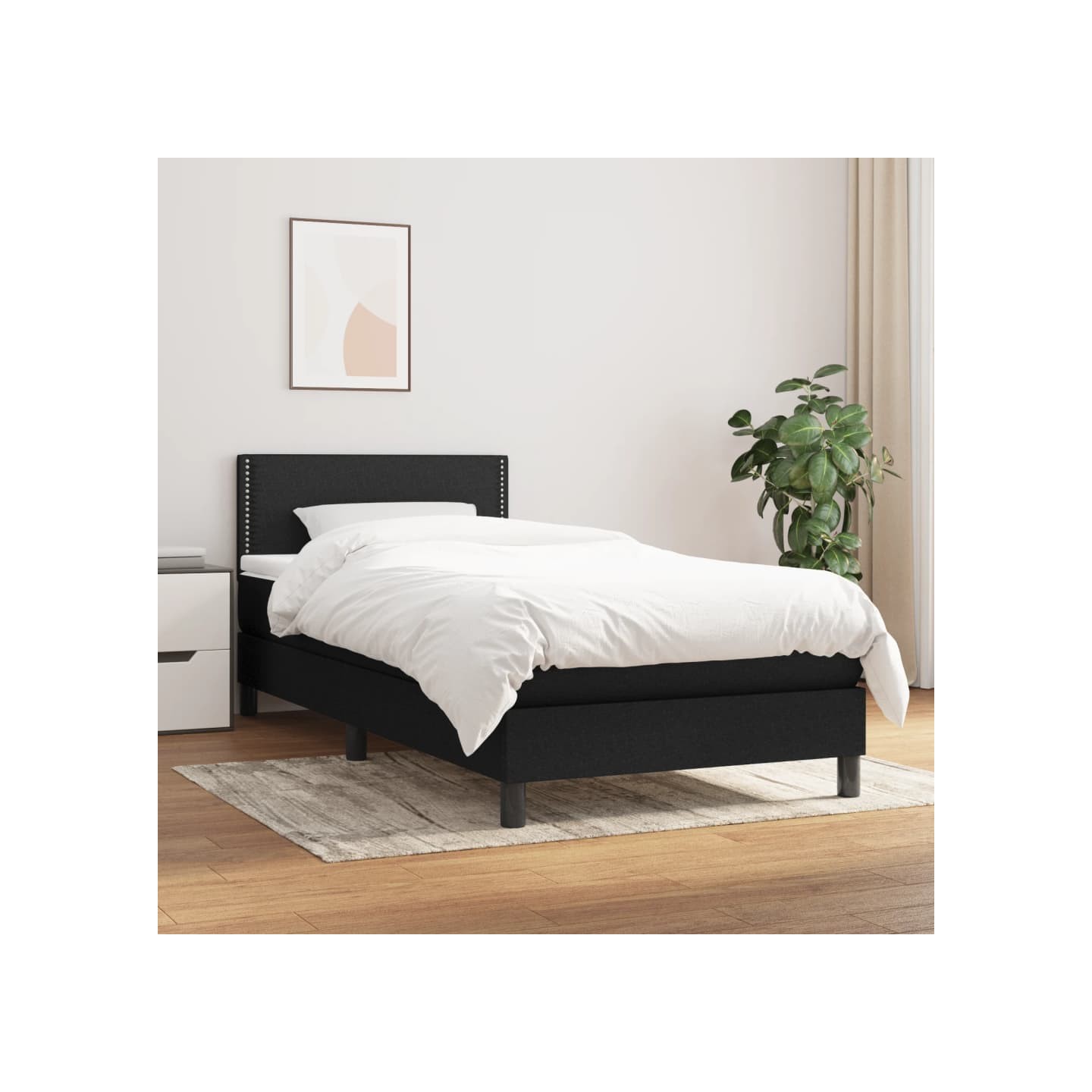 Sommier à lattes de lit et matelas Noir 80x200 cm Tissu