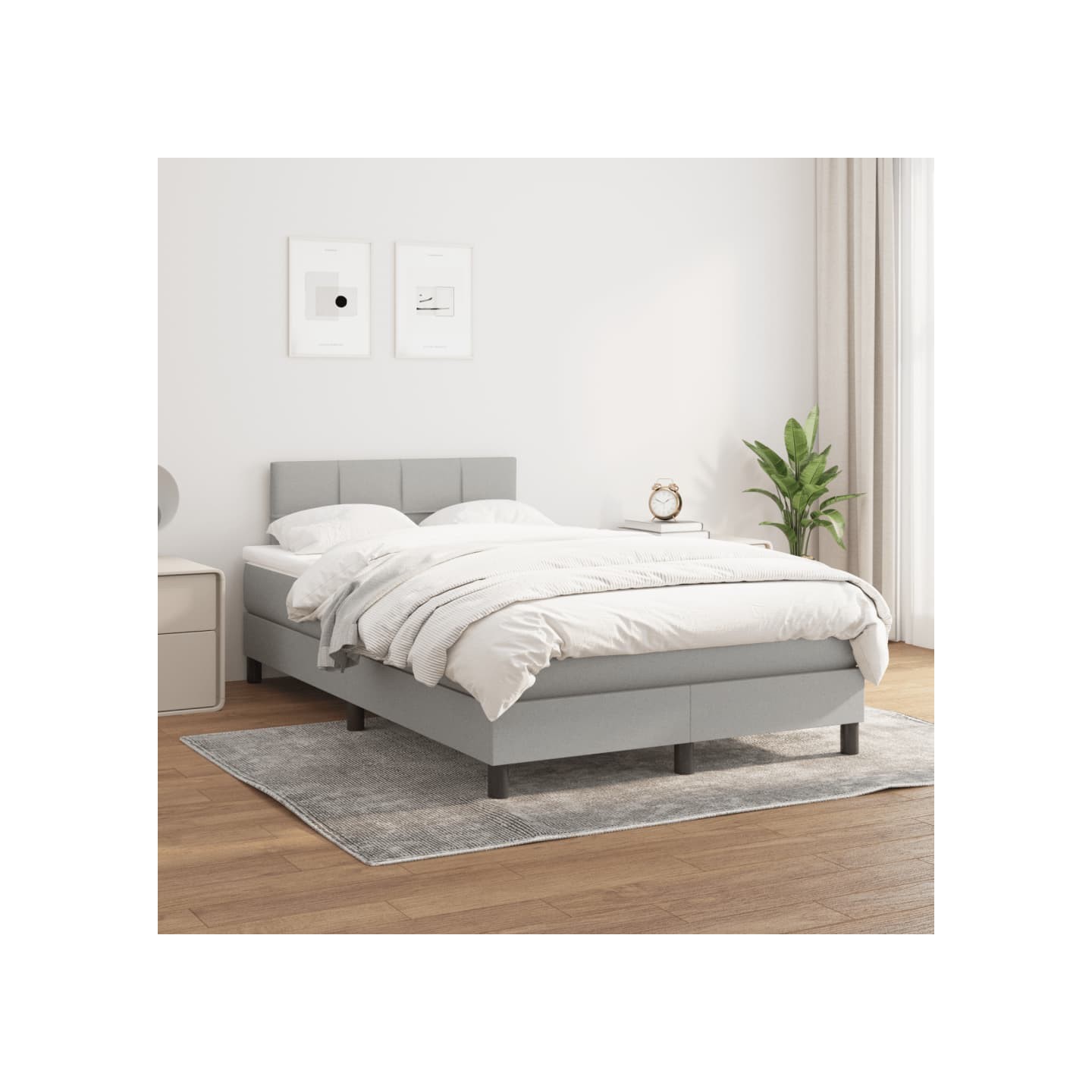 Sommier à lattes de lit avec matelas Gris clair 120x200cm Tissu