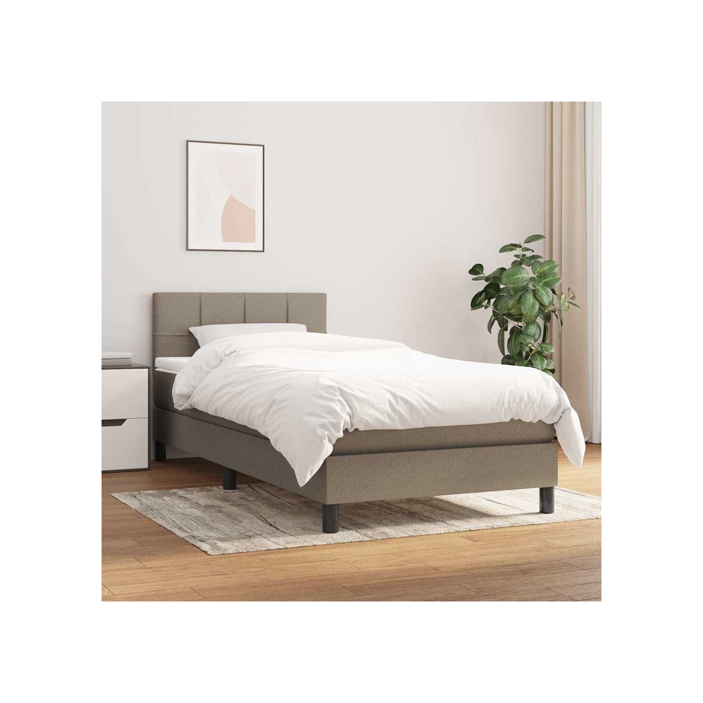 Sommier à lattes de lit avec matelas Taupe 100x200 cm Tissu