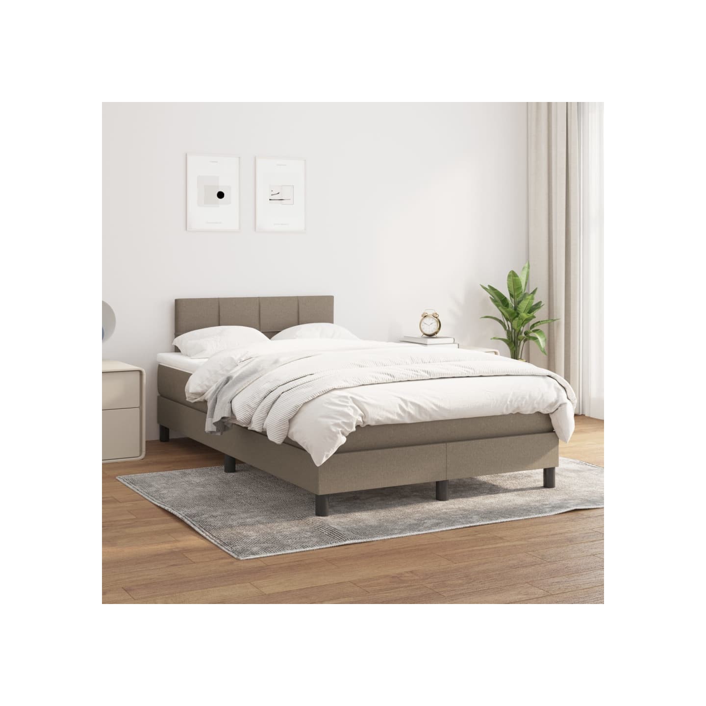 Sommier à lattes de lit avec matelas Taupe 120x200 cm Tissu