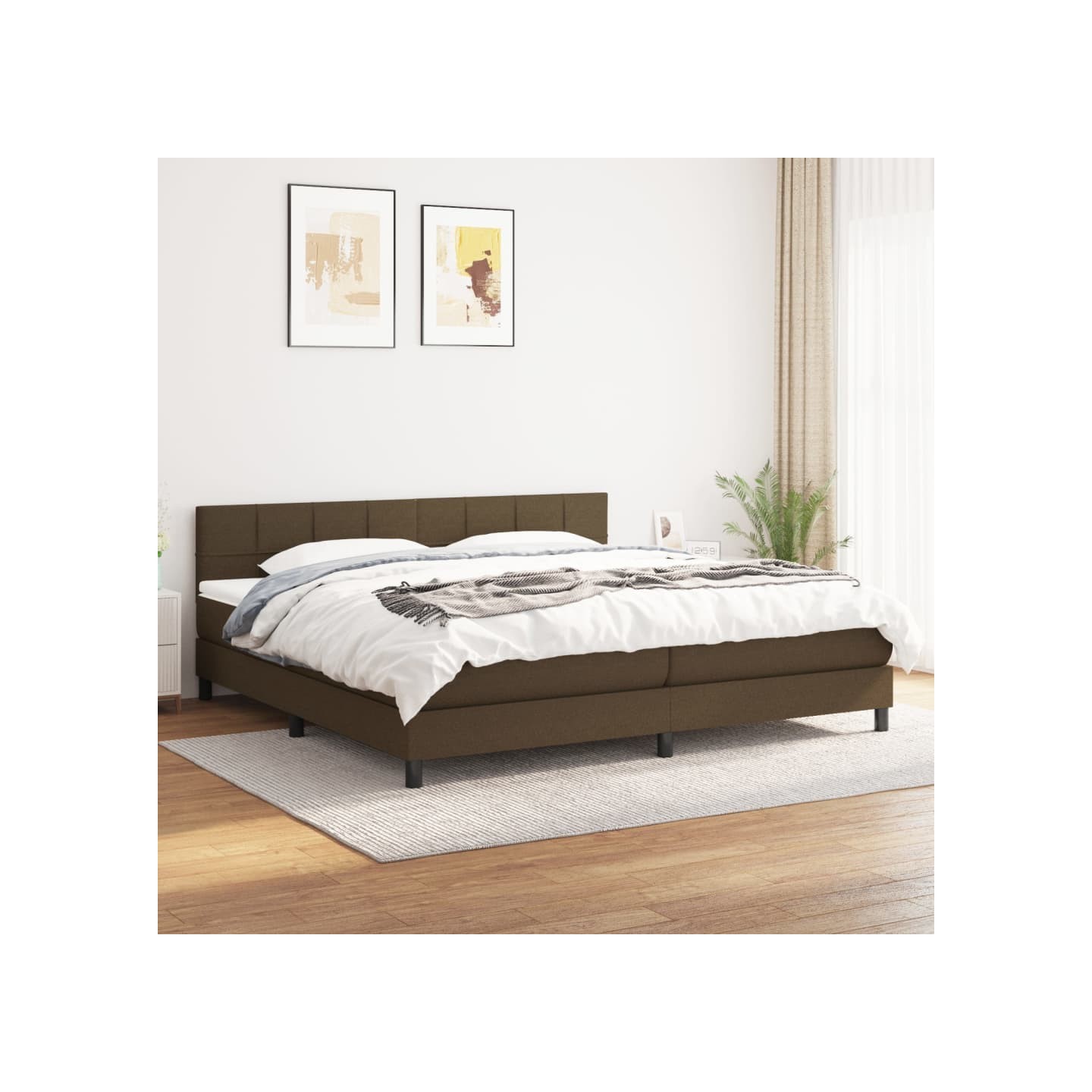 Sommier à lattes de lit avec matelas Marron foncé 200x200 cm