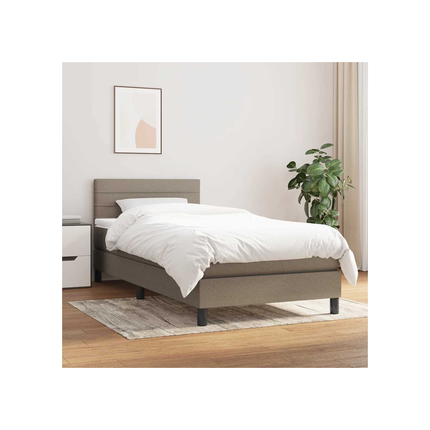 Sommier à lattes de lit avec matelas Taupe 90x190 cm Tissu