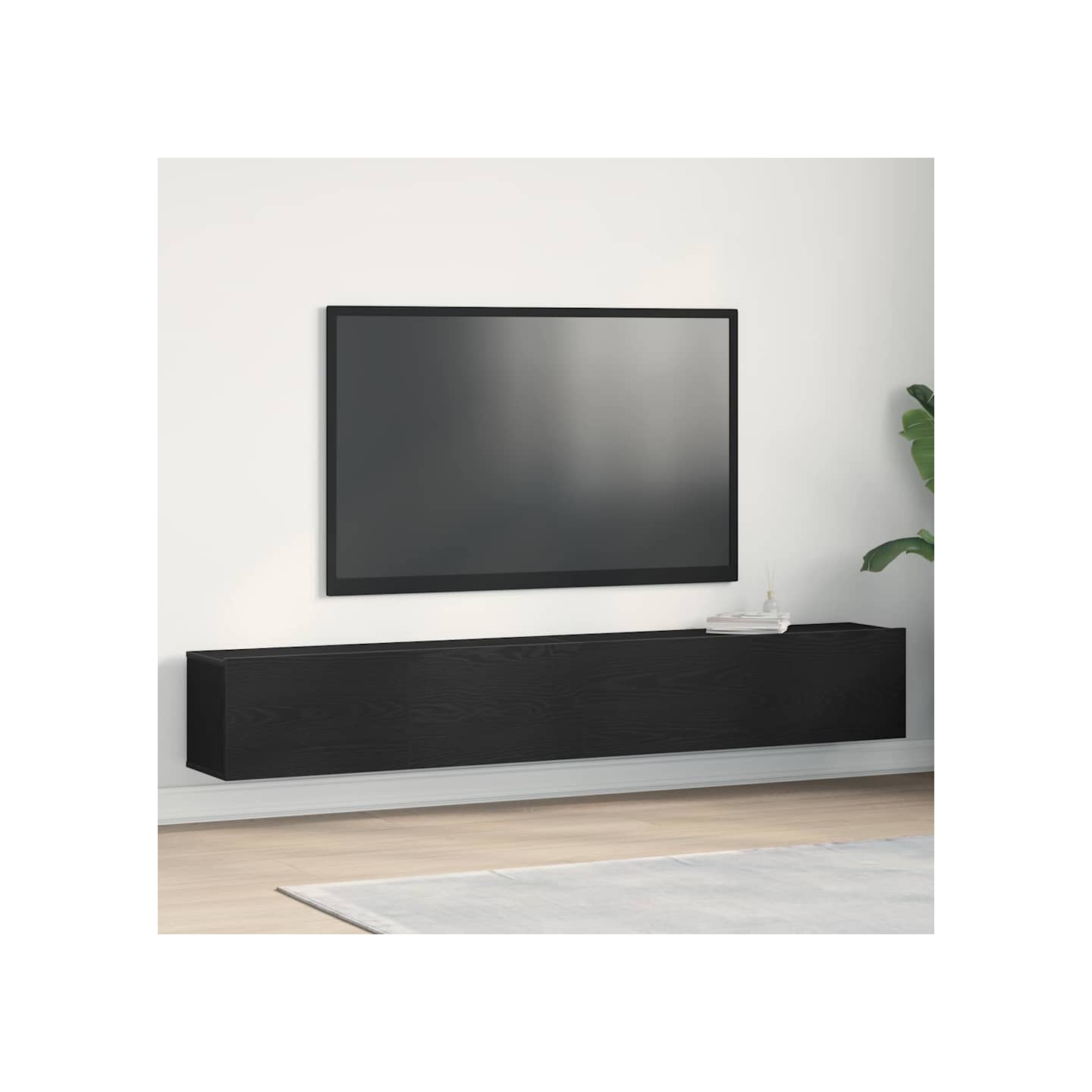 Meuble TV 2 pc Noir Bois d'ingénierie