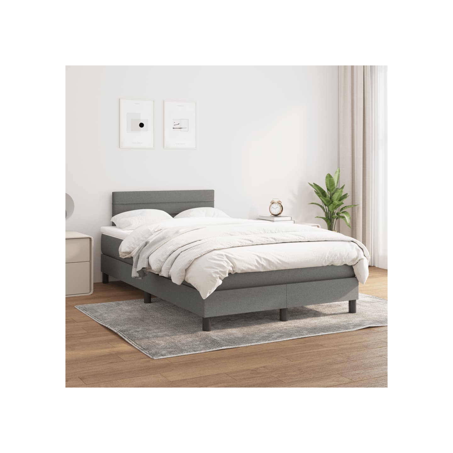 Sommier à lattes de lit avec matelas Gris foncé 120x200cm Tissu