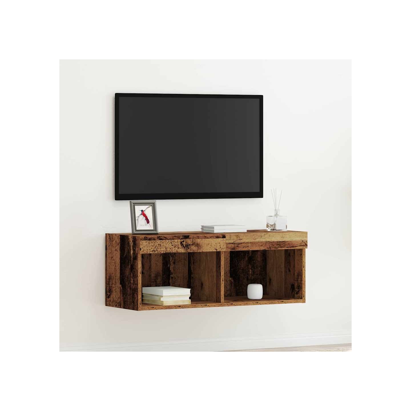 Ensemble meuble TV 80 x 30 x 30 cm Bois ancien