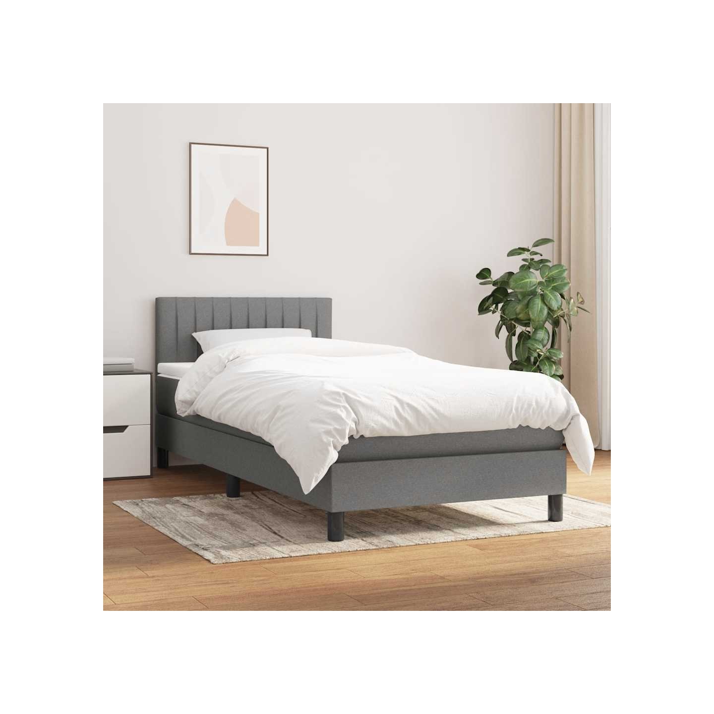 Sommier à lattes de lit avec matelas Gris foncé 80x200 cm Tissu