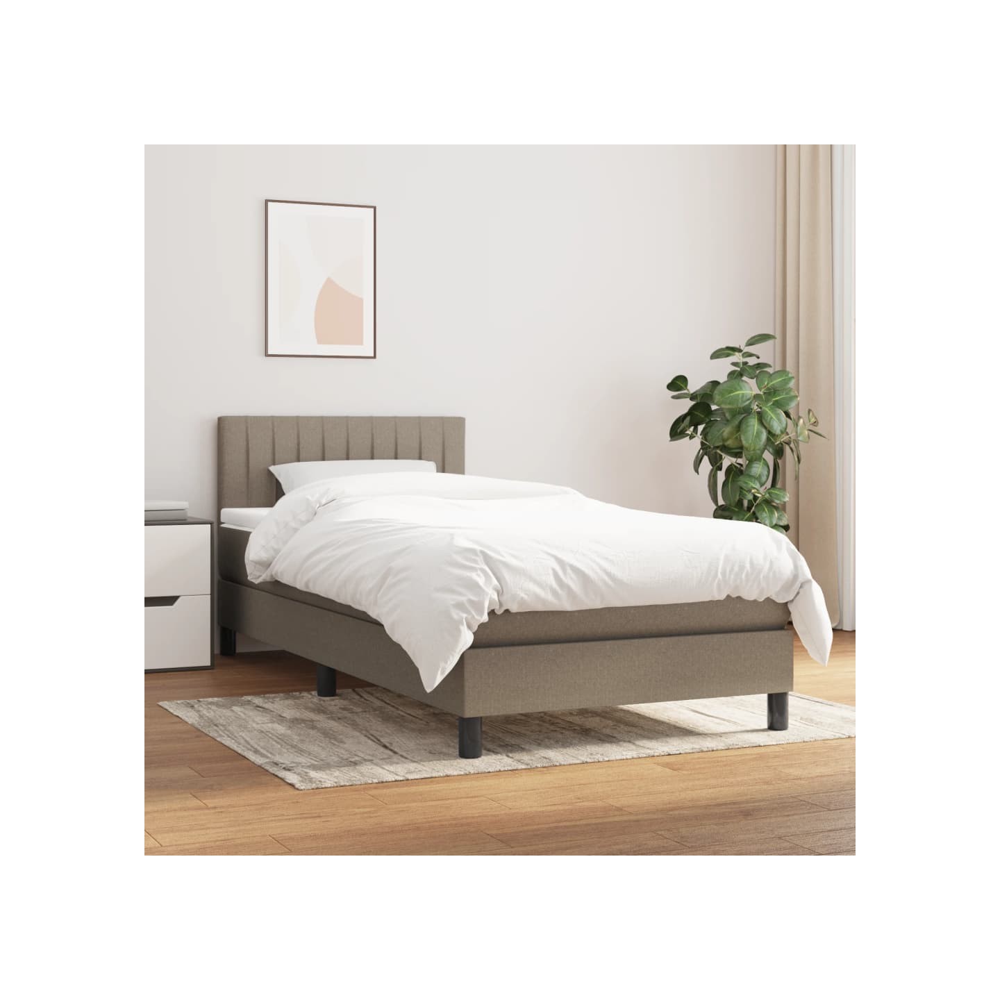 Sommier à lattes de lit avec matelas Taupe 90x200 cm Tissu