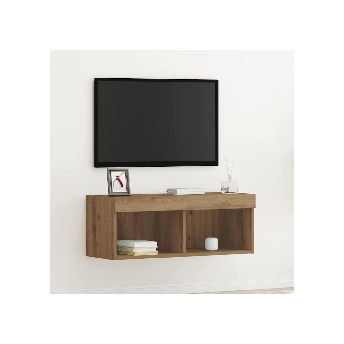 Ensemble meuble TV 80 x 30 x 30 cm chêne artisanal