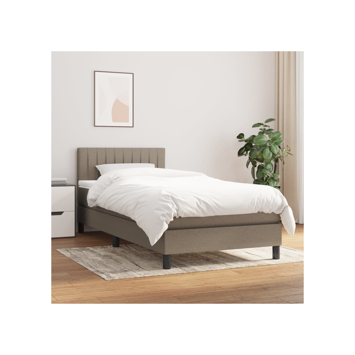 Sommier à lattes de lit avec matelas Taupe 90x190 cm Tissu