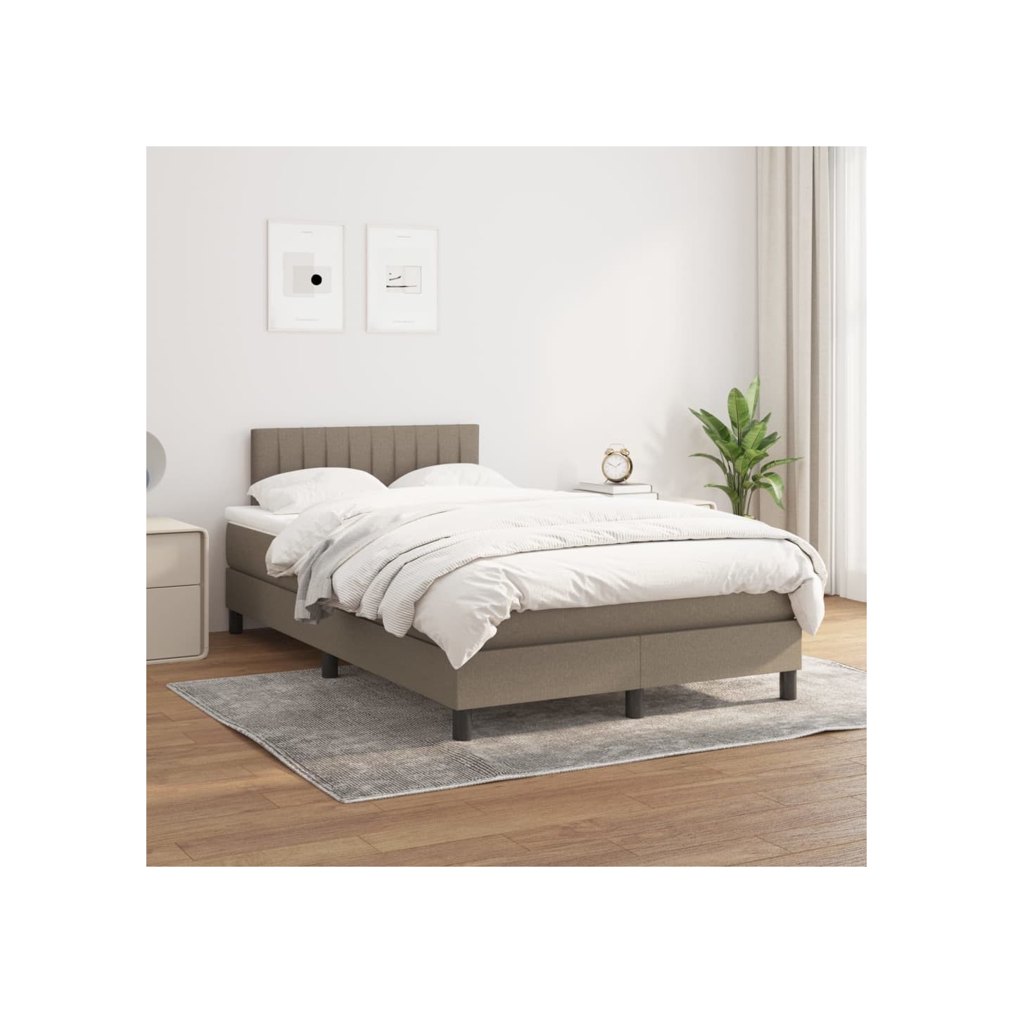 Sommier à lattes de lit avec matelas Taupe 120x200 cm Tissu