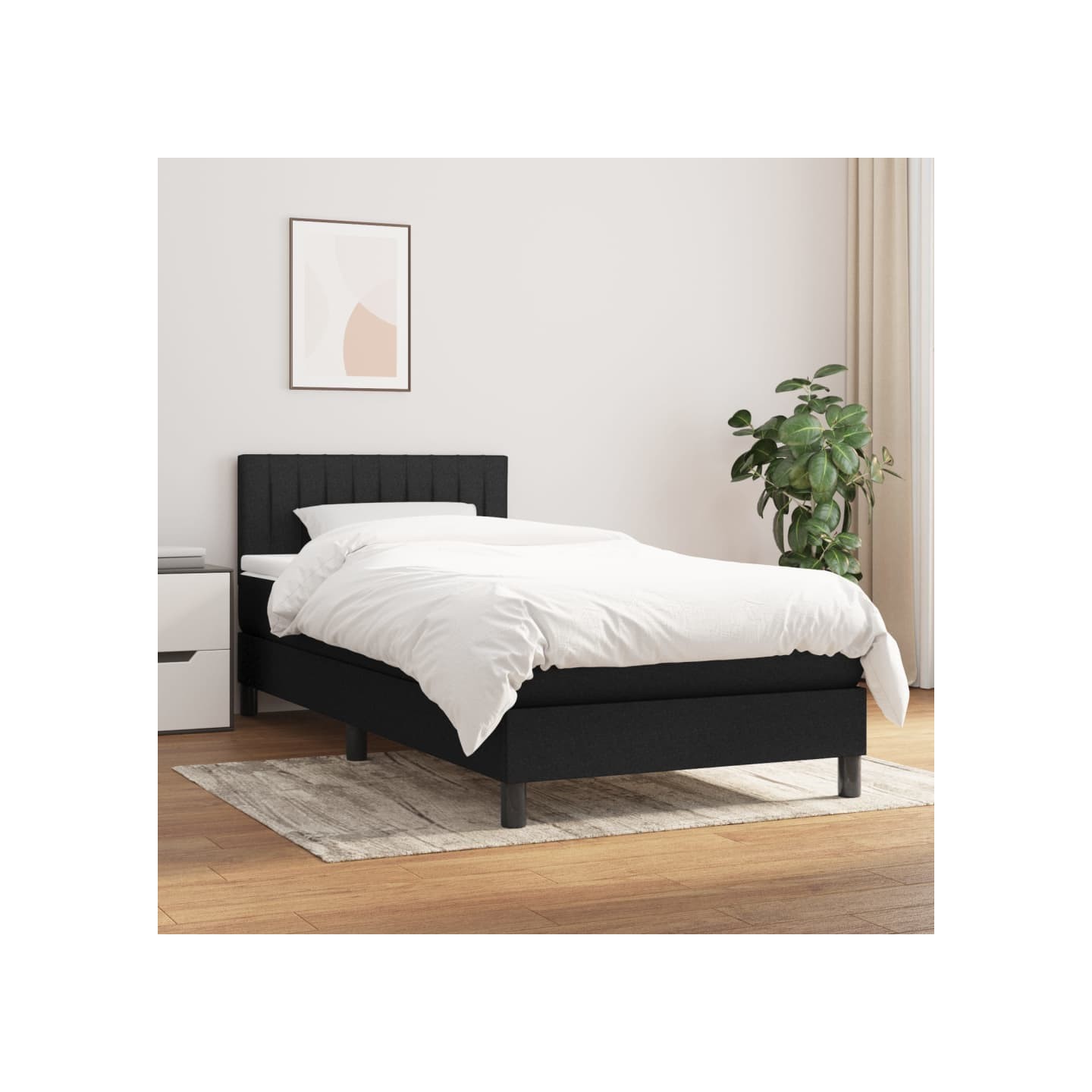 Sommier à lattes de lit avec matelas Noir 90x200 cm Tissu