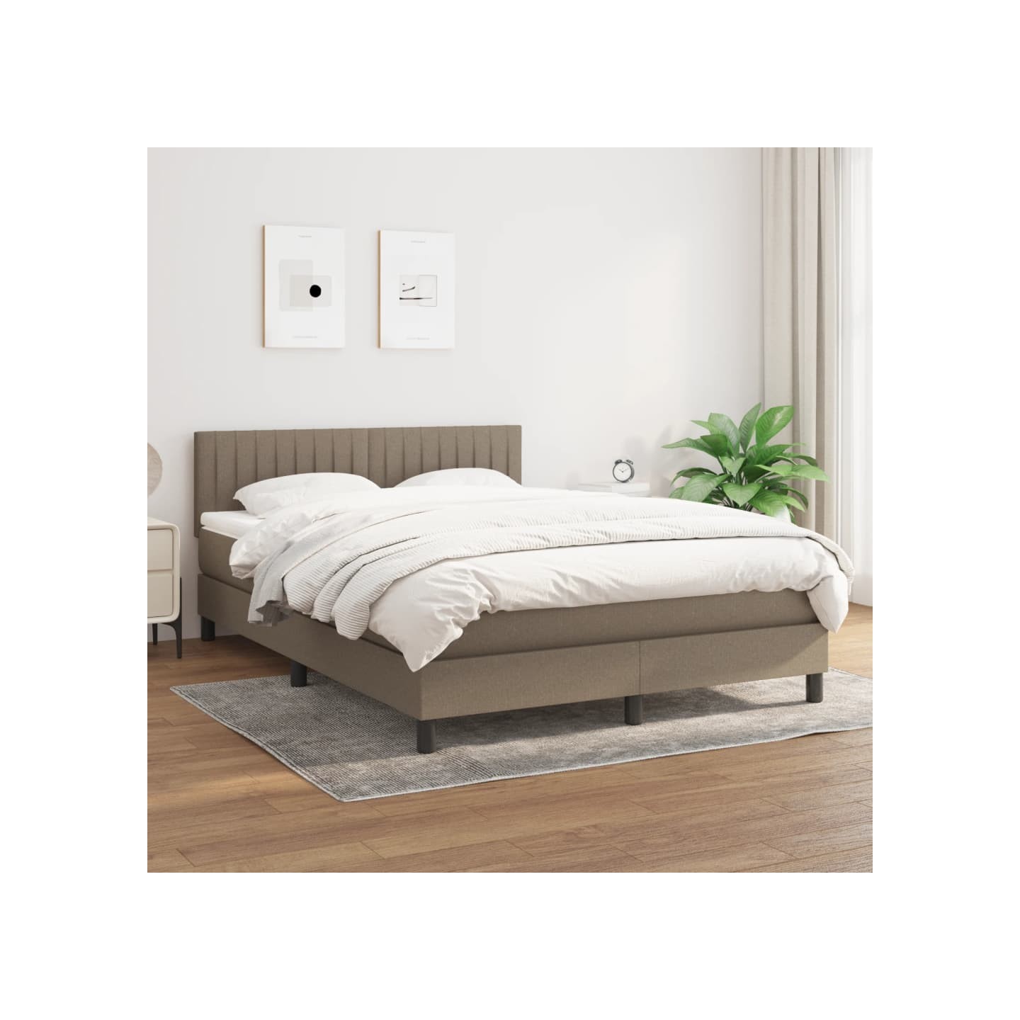 Sommier à lattes de lit avec matelas Taupe 140x190 cm Tissu
