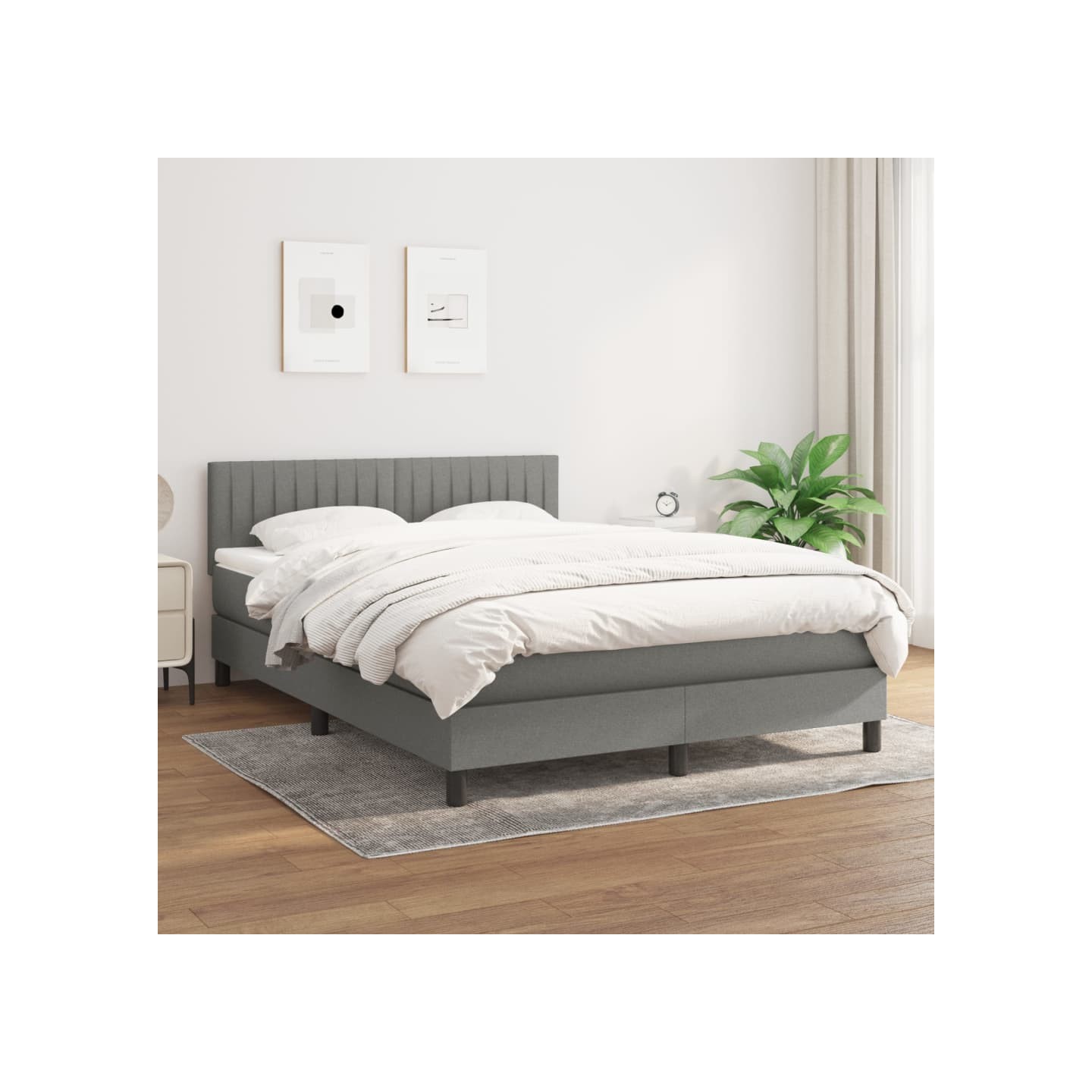 Sommier à lattes de lit avec matelas Gris foncé 140x190cm Tissu