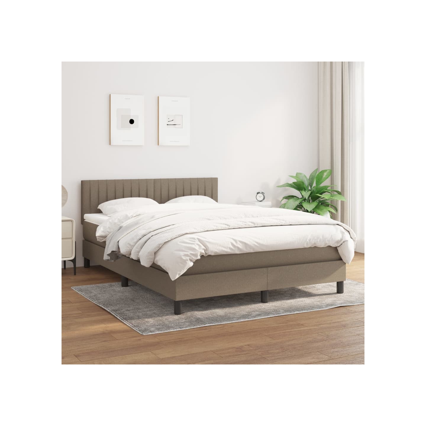 Sommier à lattes de lit avec matelas Taupe 140x200 cm Tissu