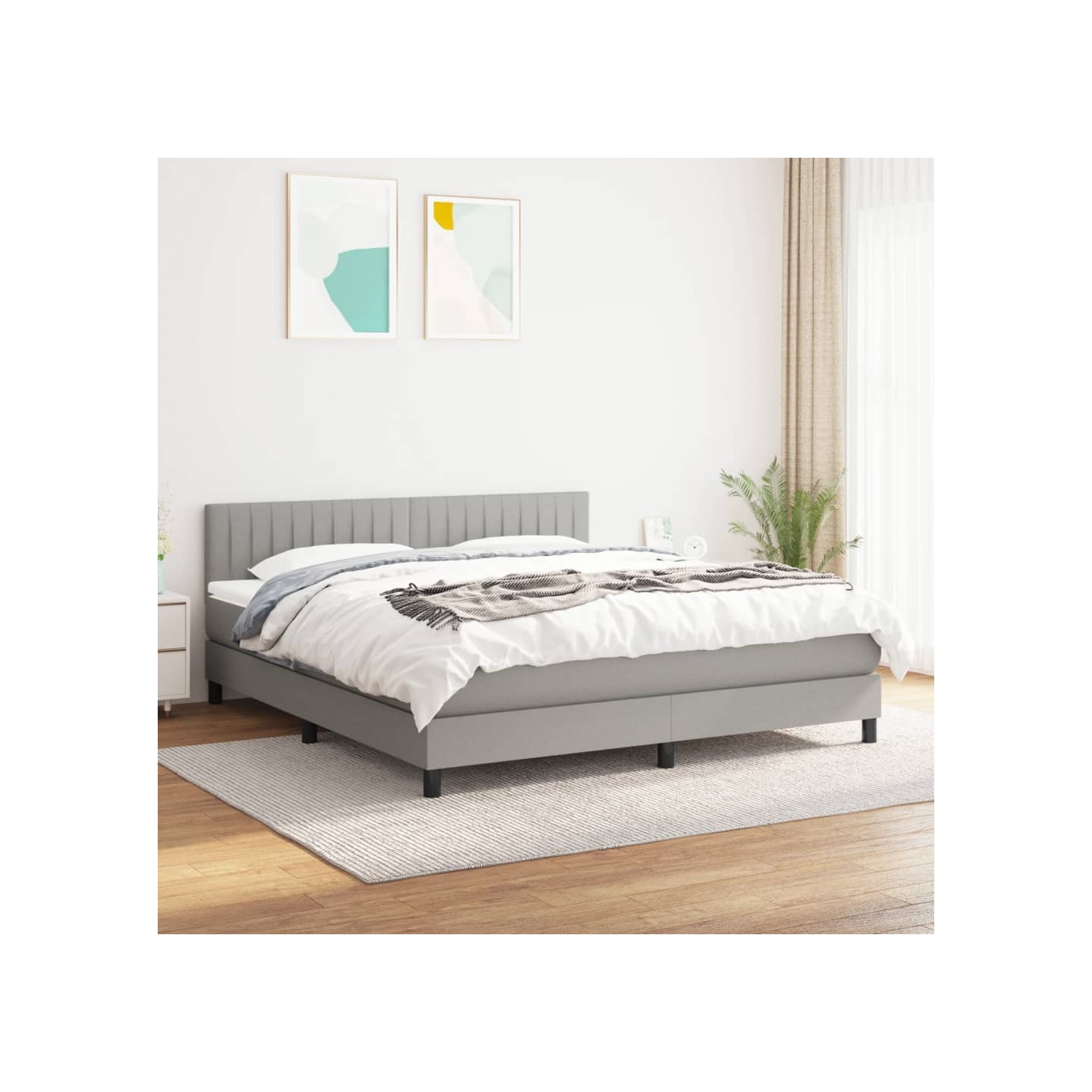 Sommier à lattes de lit avec matelas Gris clair 180x200cm Tissu