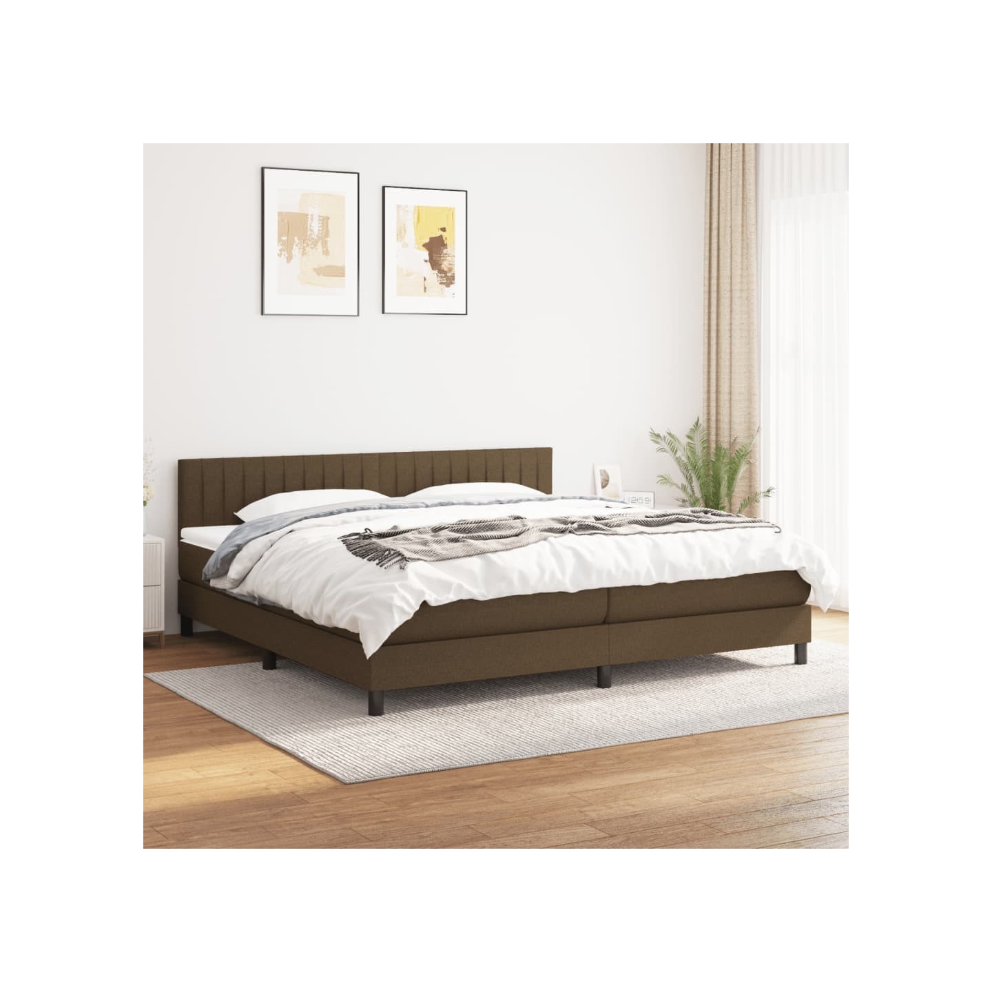 Sommier à lattes de lit avec matelas Marron foncé 200x200 cm