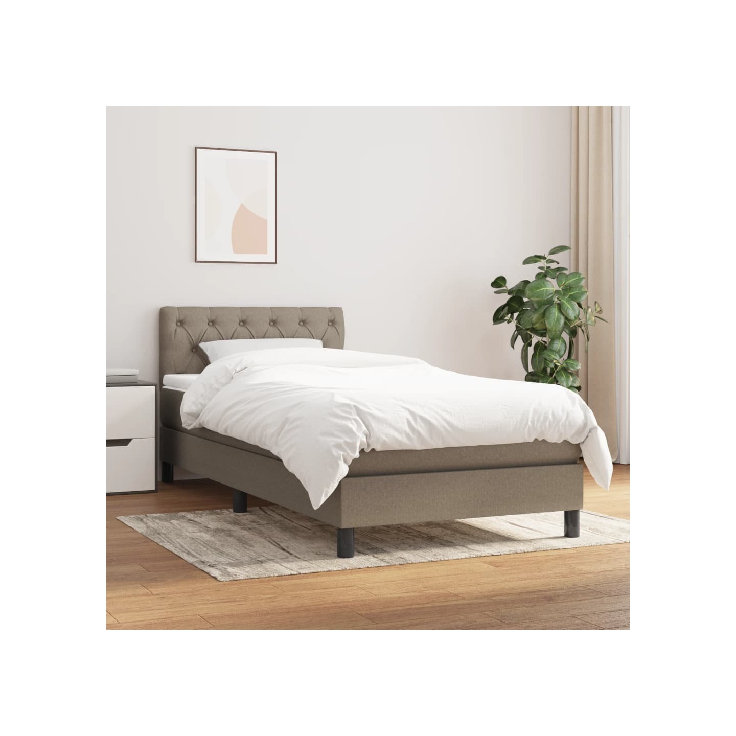 Sommier à lattes de lit avec matelas Taupe 80x200 cm Tissu