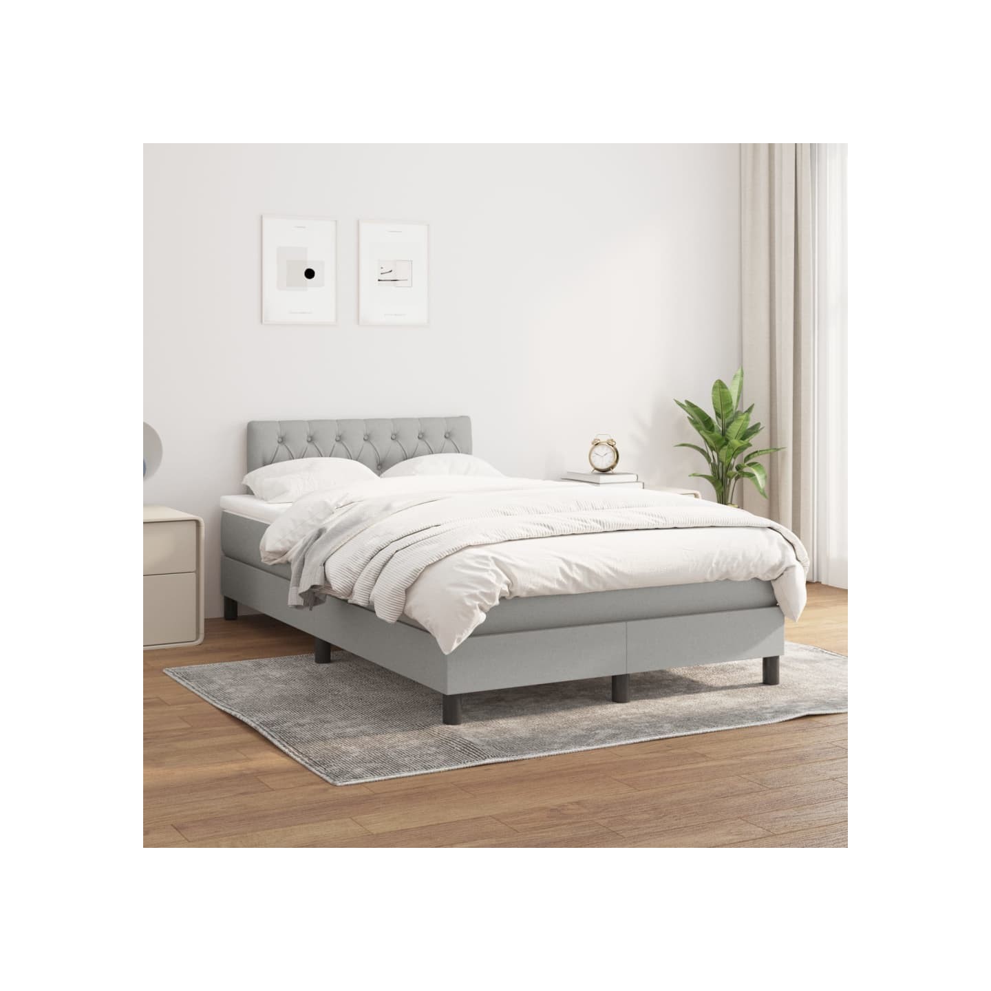 Sommier à lattes de lit avec matelas Gris clair 120x200cm Tissu
