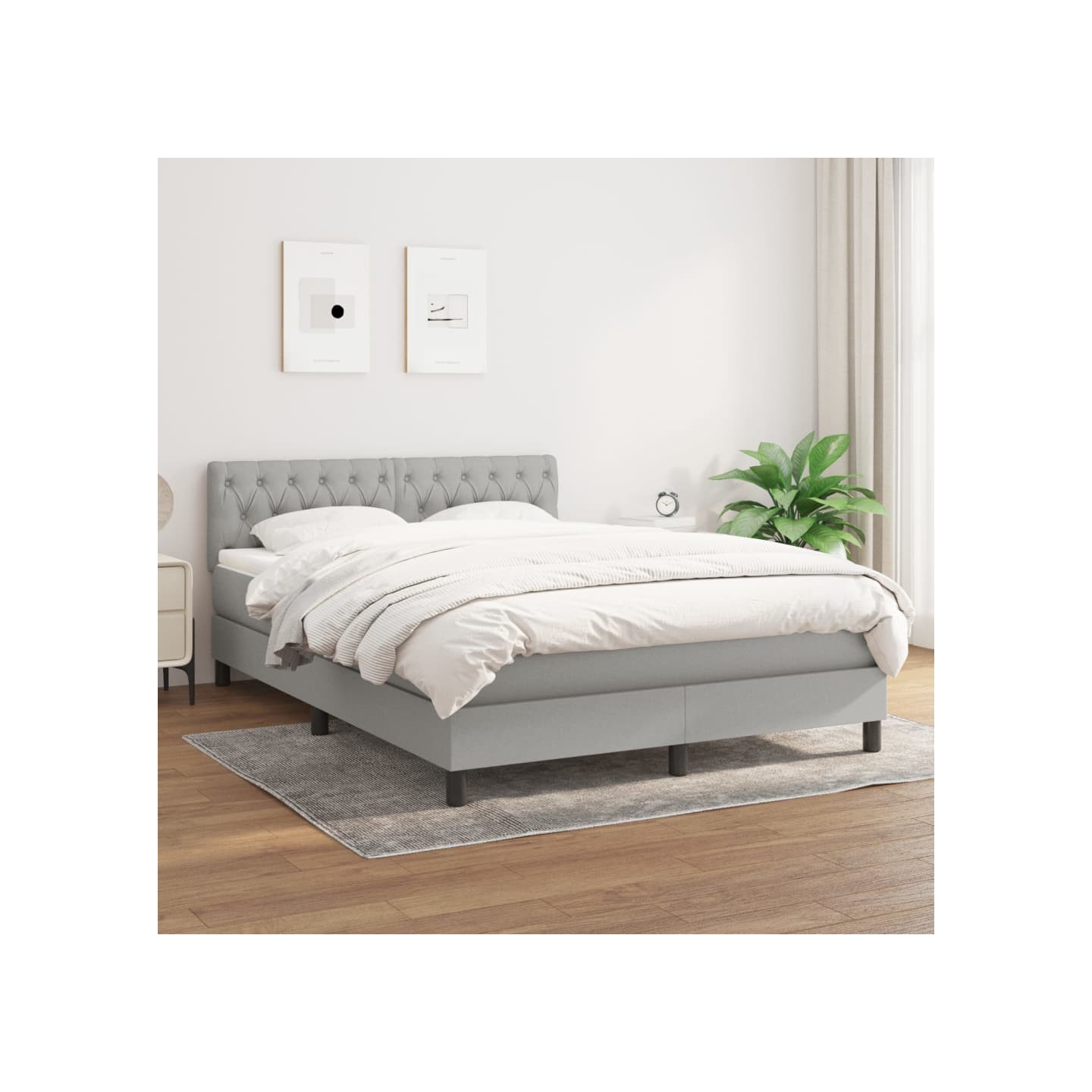 Sommier à lattes de lit avec matelas Gris clair 140x200cm Tissu