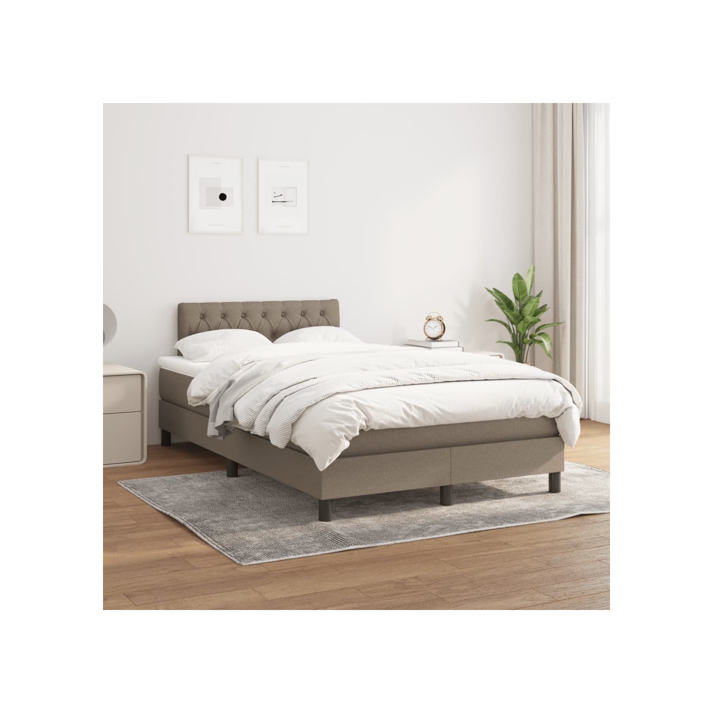 Sommier à lattes de lit avec matelas Taupe 120x200 cm Tissu