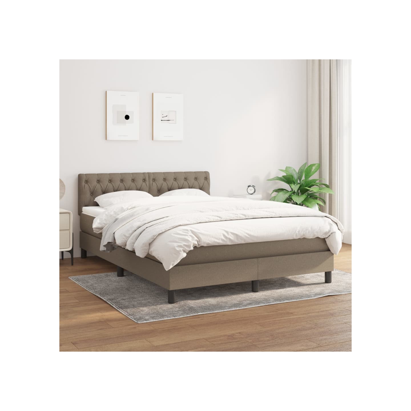 Sommier à lattes de lit avec matelas Taupe 140x200 cm Tissu
