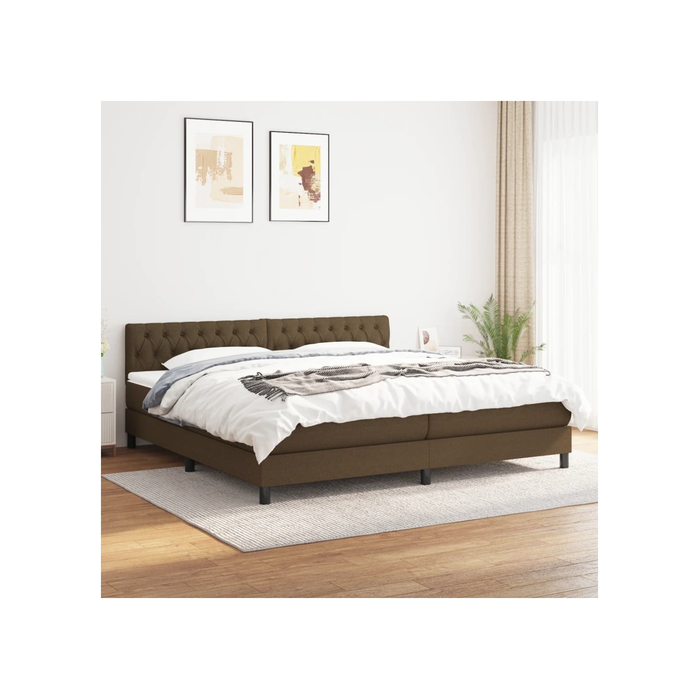Sommier à lattes de lit avec matelas Marron foncé 200x200 cm