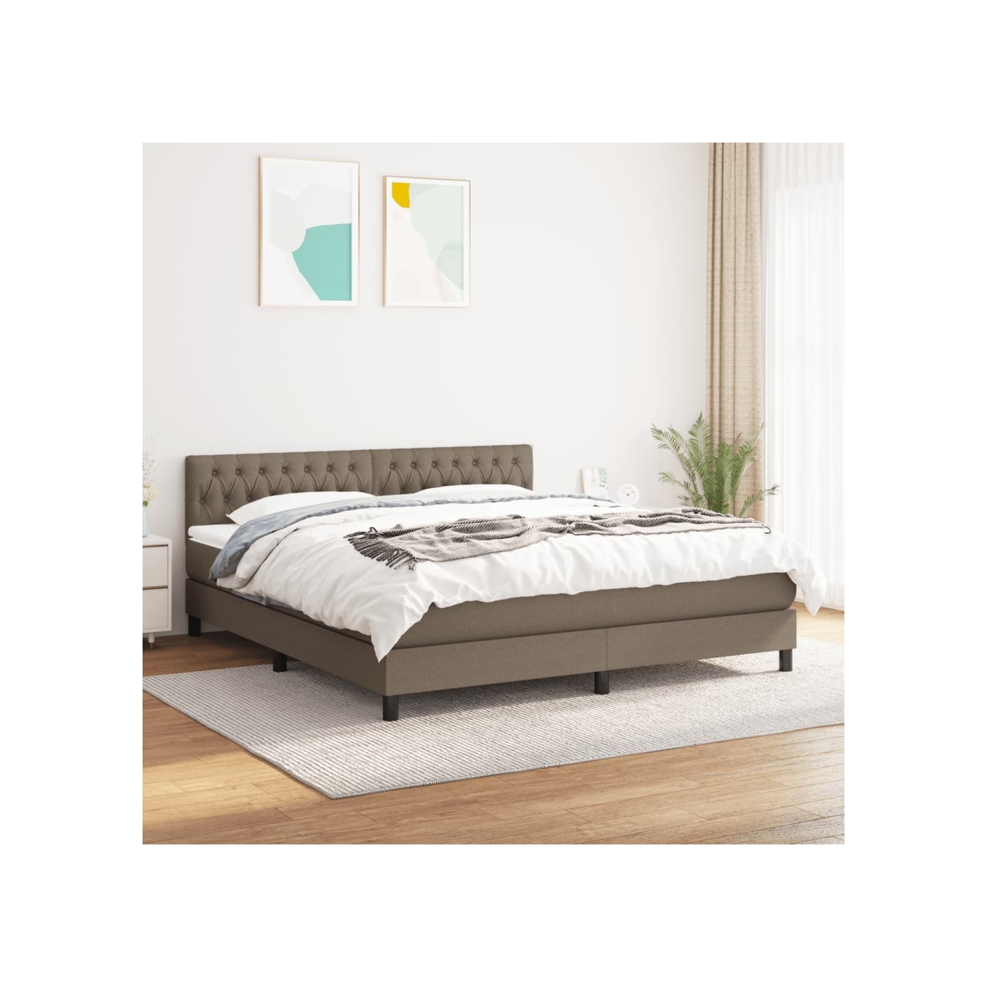 Sommier à lattes de lit avec matelas Taupe 180x200 cm Tissu