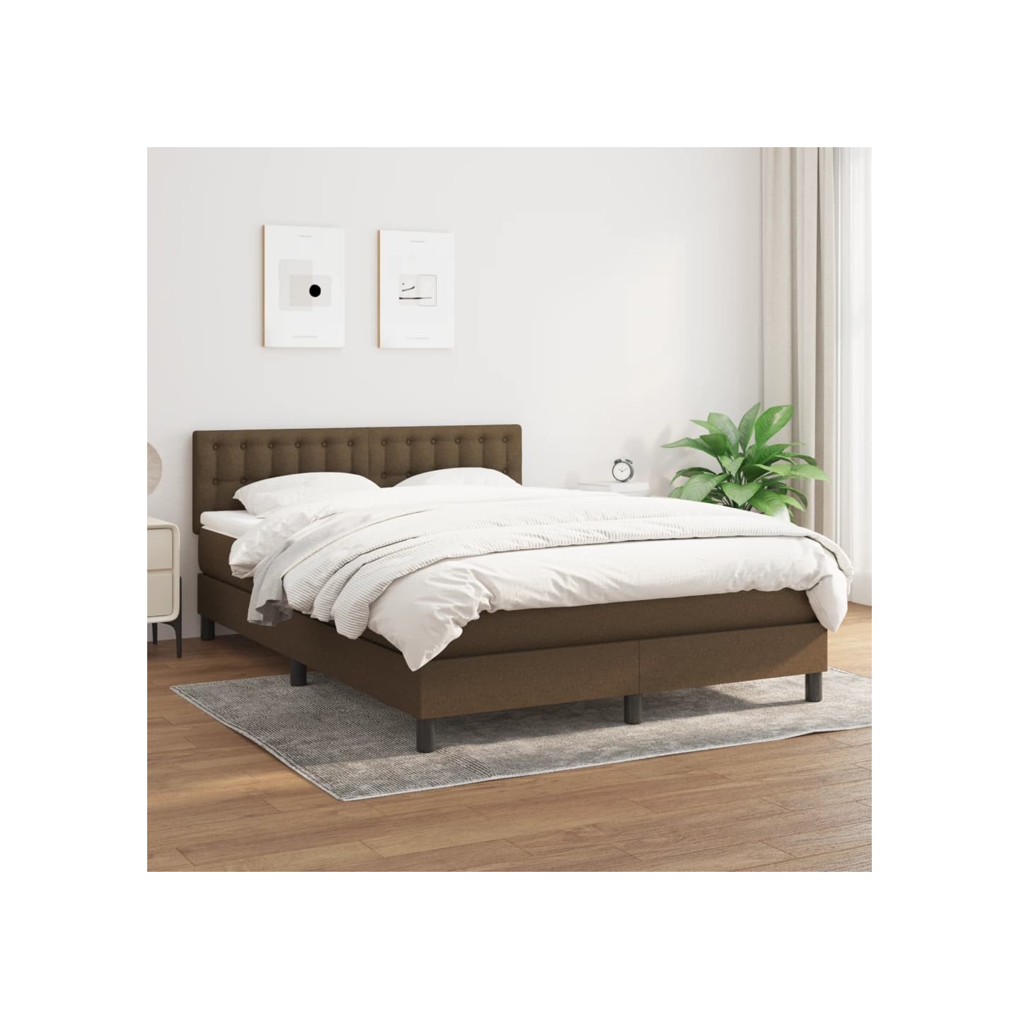 Sommier à lattes de lit avec matelas Marron foncé 140x200 cm