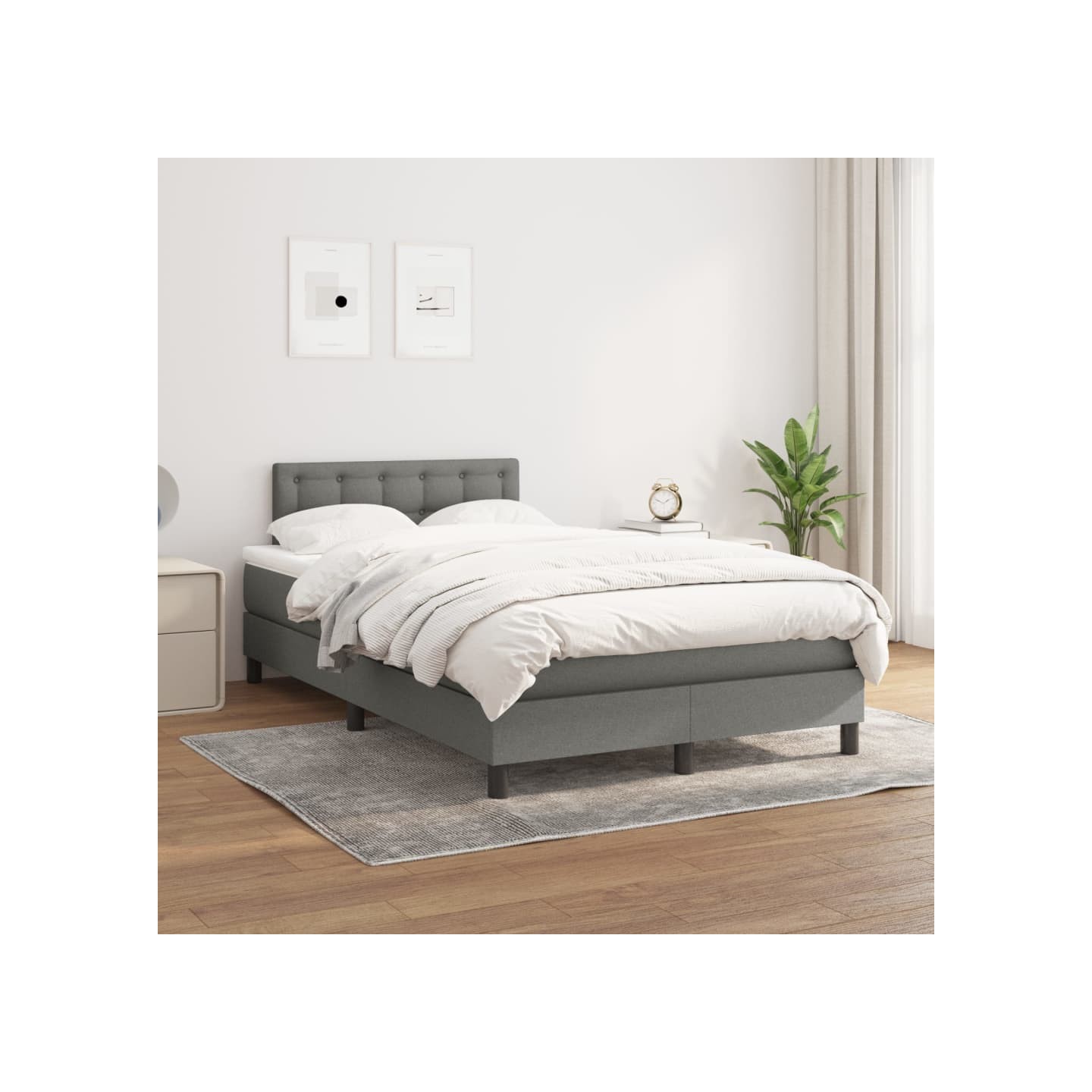 Sommier à lattes de lit avec matelas Gris foncé 120x200cm Tissu